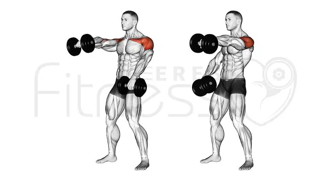 Elevación frontal con mancuernas