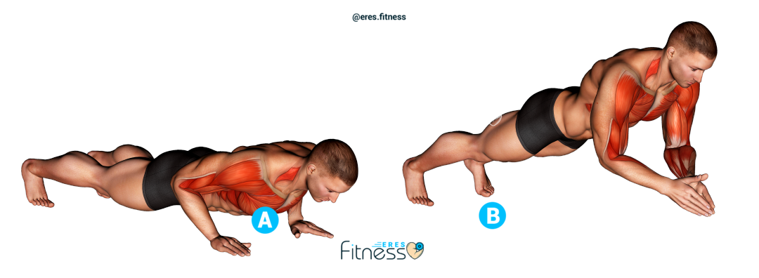 Paso 1 y 2 de como hacer lagartijas con aplauso