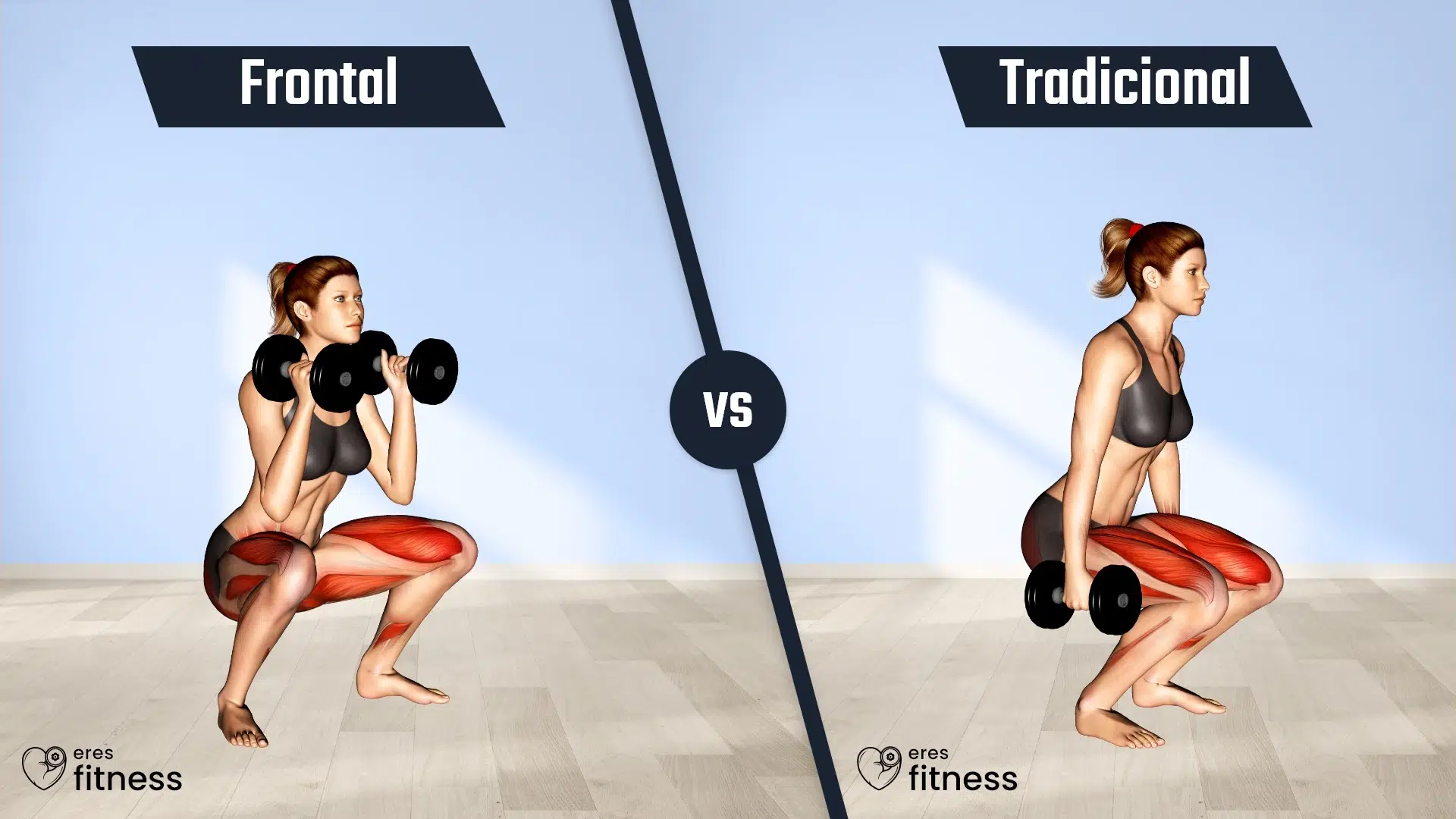 Diferencia entre la sentadilla frontal y la sentadilla tradicional