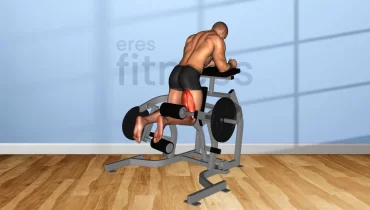 Curl de pierna de rodillas en máquina de discos